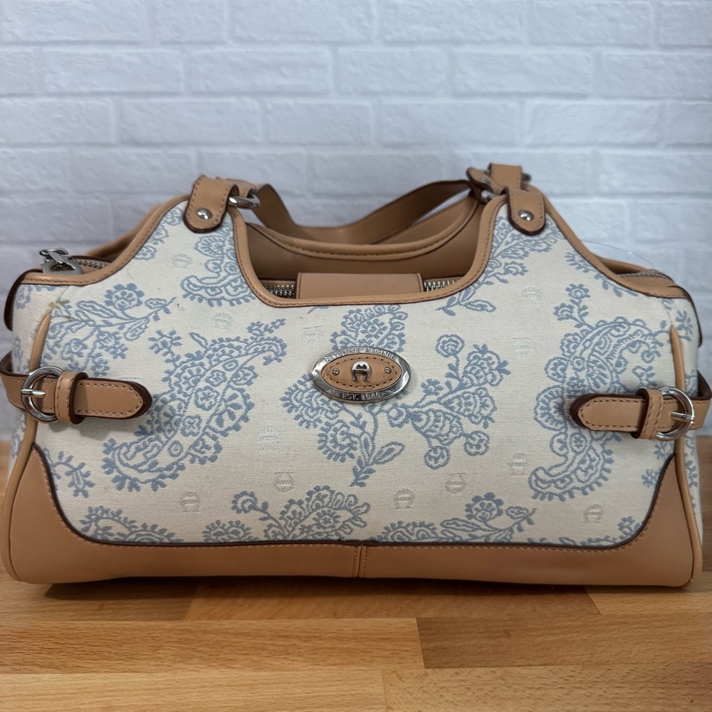 Etienne Aigner Tan and Cream Shoulder Bag